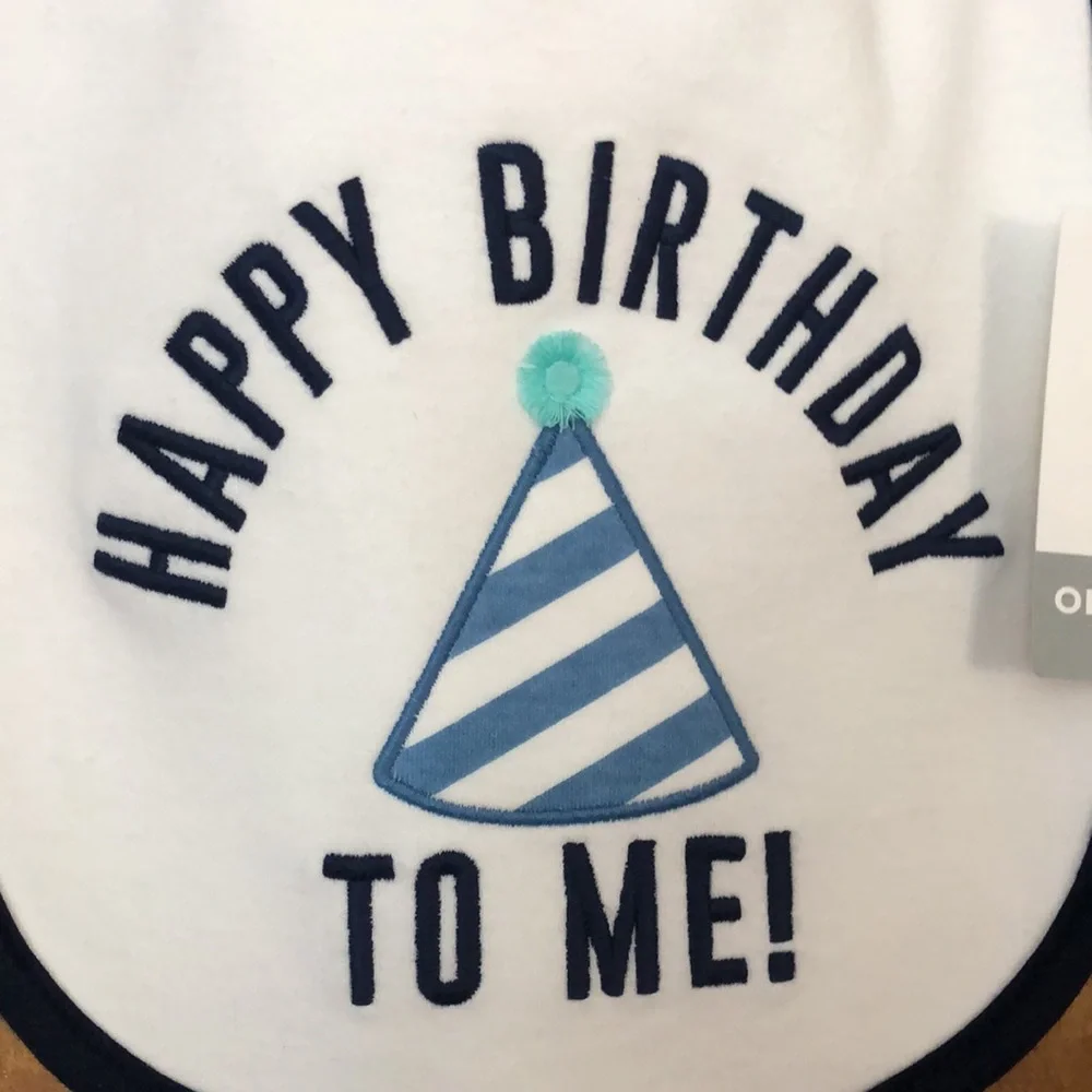 Baby’s Birthday Bib with snap closure stay dry water resistant
